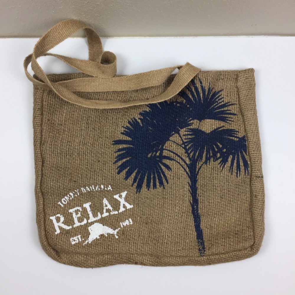 Tommy Bahama burlap tote bag
